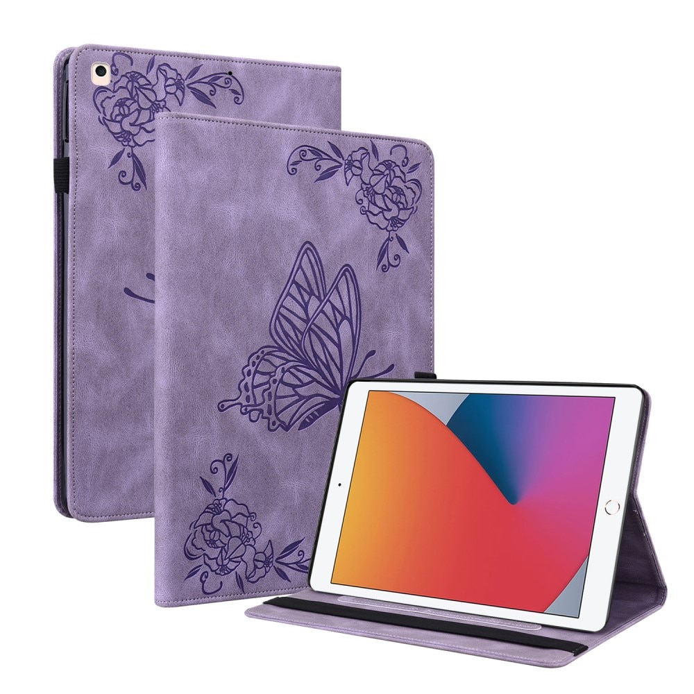 iPad 10.2 8th Gen (2020) Leather Cover Butterflies Purple