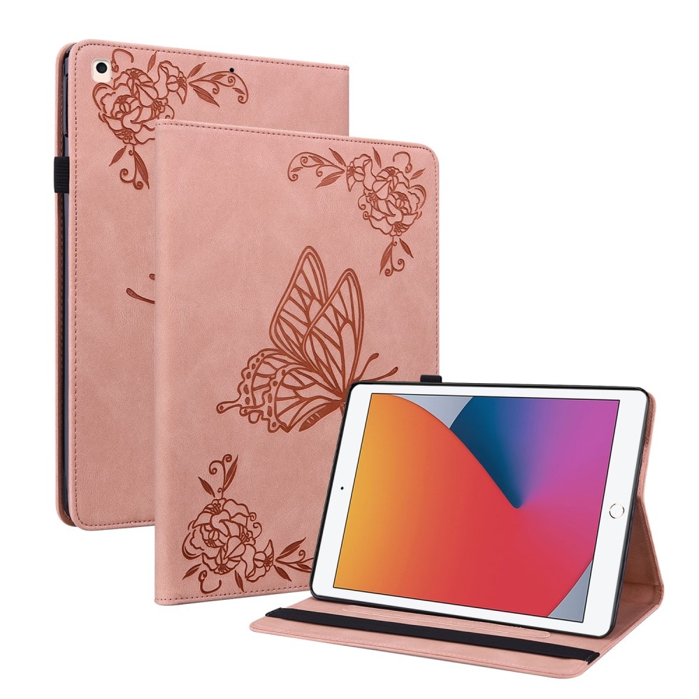 iPad 10.2 8th Gen (2020) Leather Cover Butterflies Pink