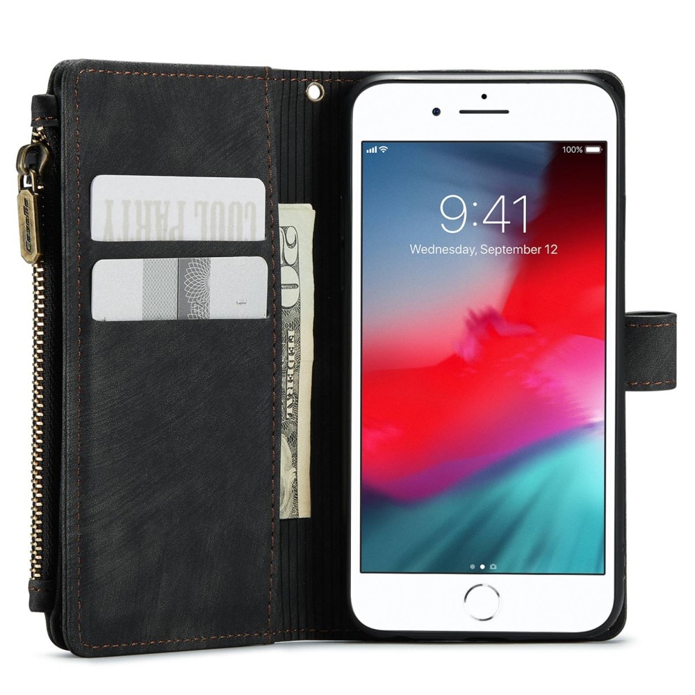 iPhone SE (2020) Zipper Wallet Book Cover Black