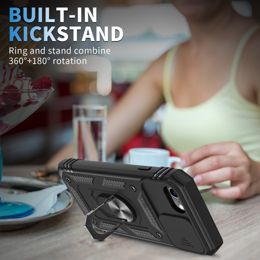 Apple iPhone SE 2020/iPhone SE 2022/iPhone 8/iPhone 7 Hybrid Case Tech Ring w. Camera Protector Black