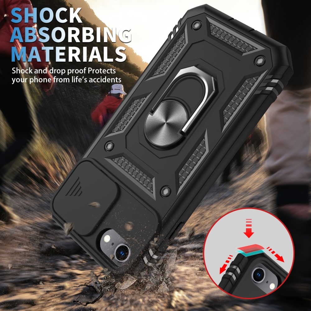 Apple iPhone SE 2020/iPhone SE 2022/iPhone 8/iPhone 7 Hybrid Case Tech Ring w. Camera Protector Black
