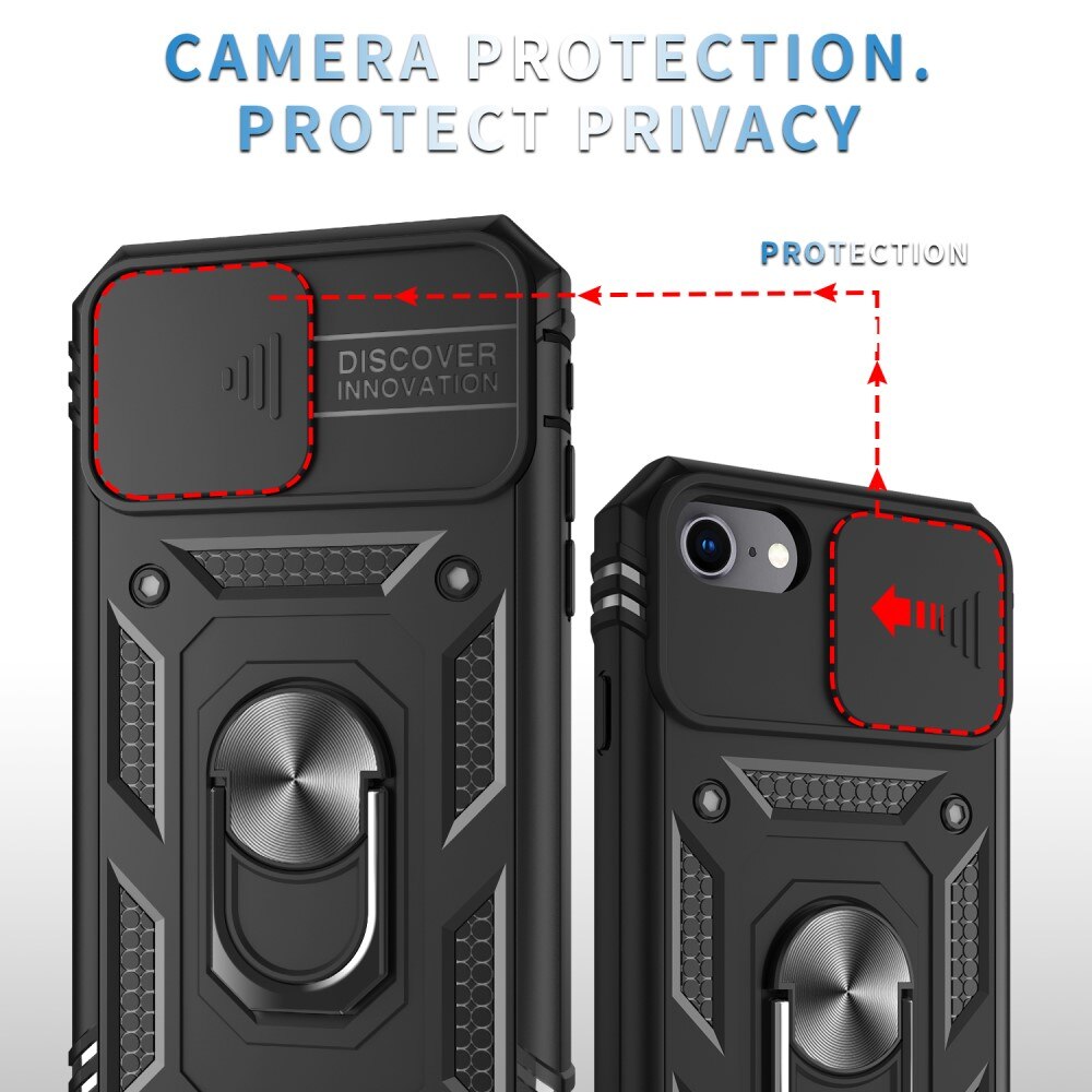 Apple iPhone SE 2020/iPhone SE 2022/iPhone 8/iPhone 7 Hybrid Case Tech Ring w. Camera Protector Black