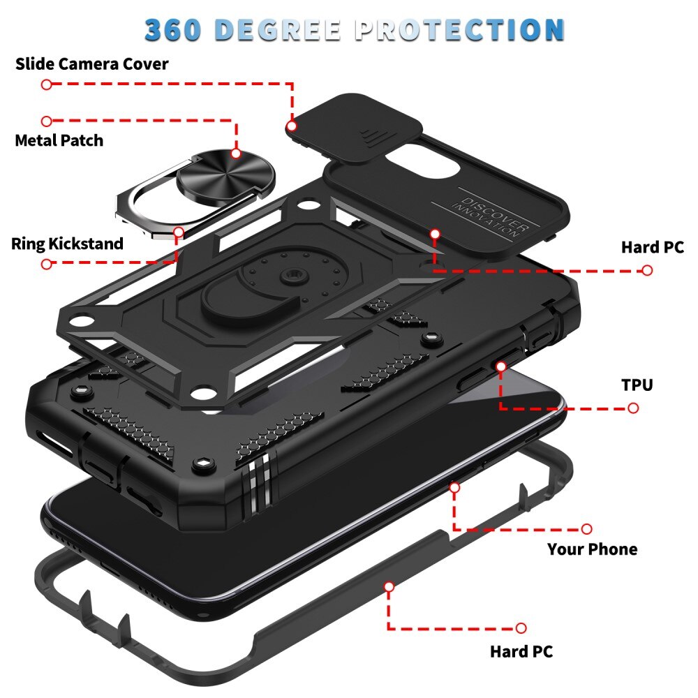 Apple iPhone SE 2020/iPhone SE 2022/iPhone 8/iPhone 7 Hybrid Case Tech Ring w. Camera Protector Black