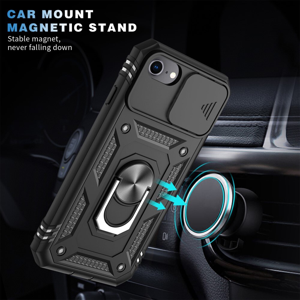 Apple iPhone SE 2020/iPhone SE 2022/iPhone 8/iPhone 7 Hybrid Case Tech Ring w. Camera Protector Black