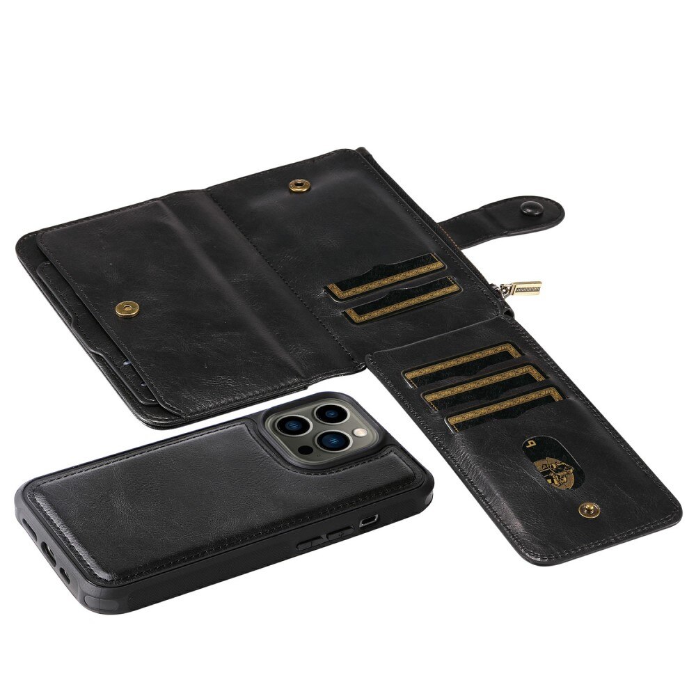 iPhone 13 Pro Magnet Leather Multi Wallet Black