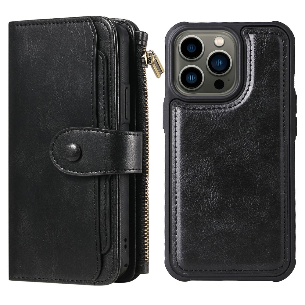 iPhone 13 Pro Magnet Leather Multi Wallet Black