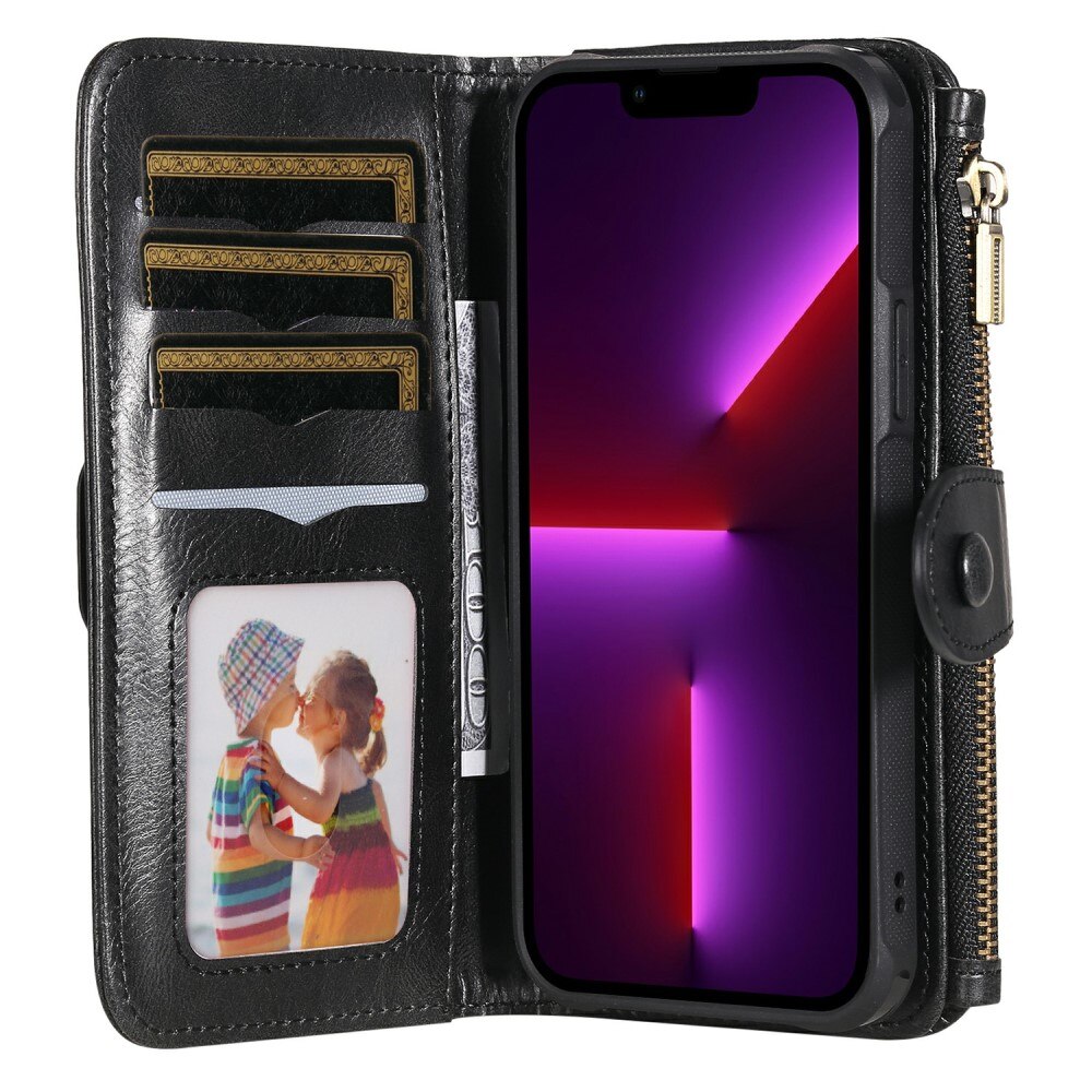 iPhone 13 Pro Magnet Leather Multi Wallet Black