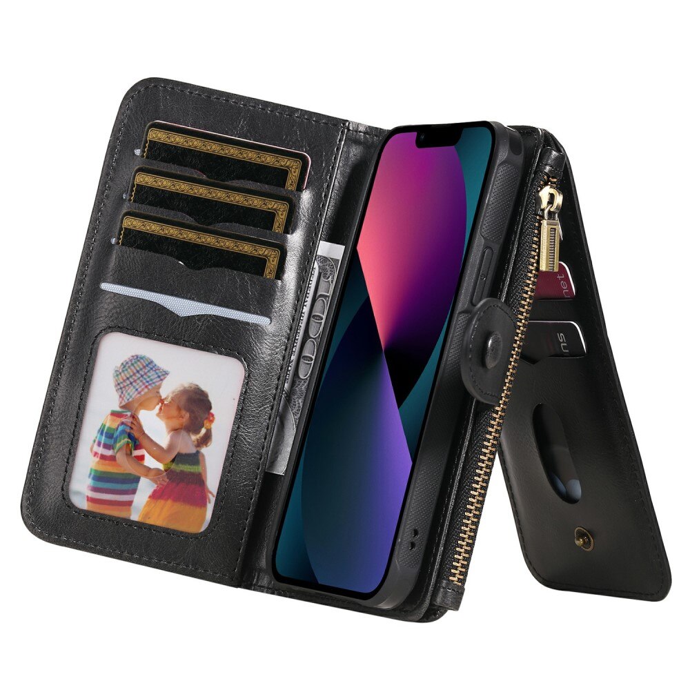 iPhone 13 Magnet Leather Multi Wallet Black