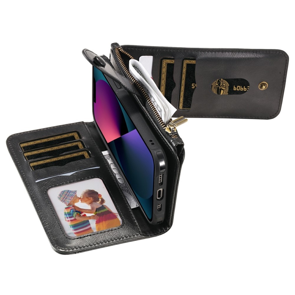 iPhone 13 Magnet Leather Multi Wallet Black