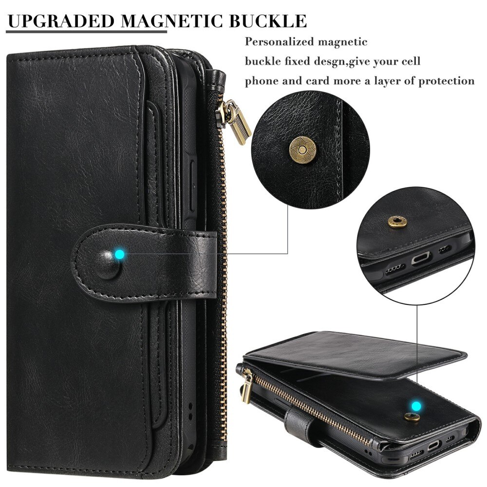 iPhone 13 Magnet Leather Multi Wallet Black