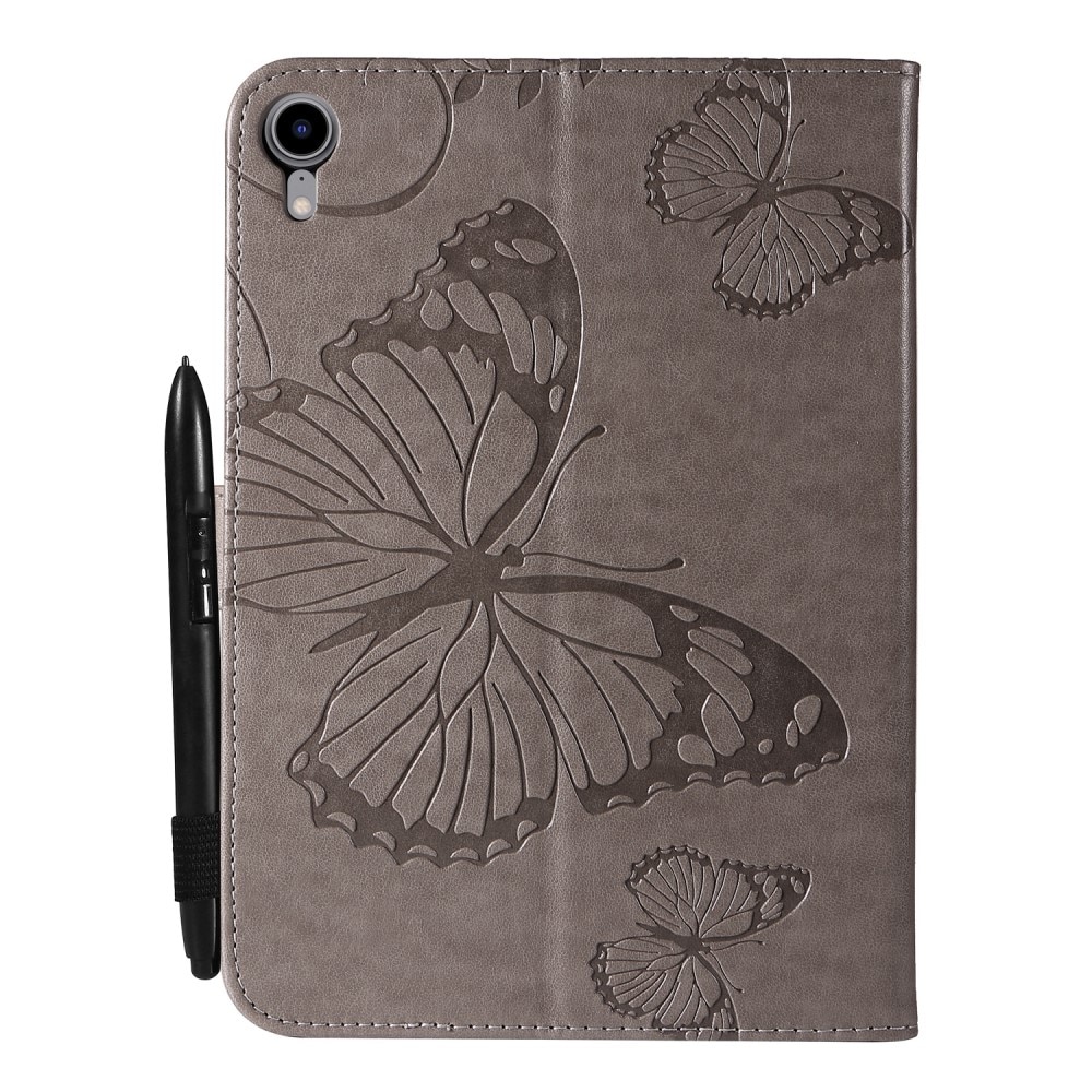 iPad Mini 6th Gen (2021) Leather Cover Butterflies Grey