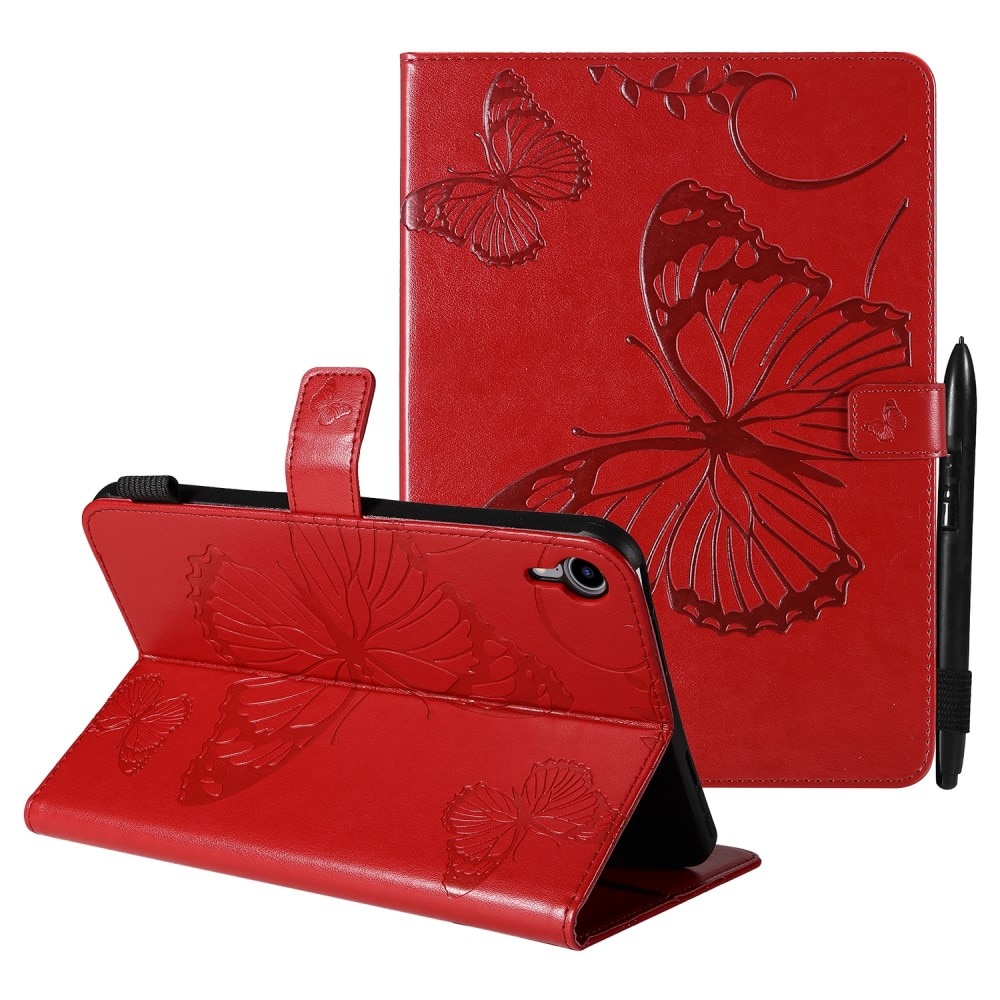 iPad Mini 6th Gen (2021) Leather Cover Butterflies Red
