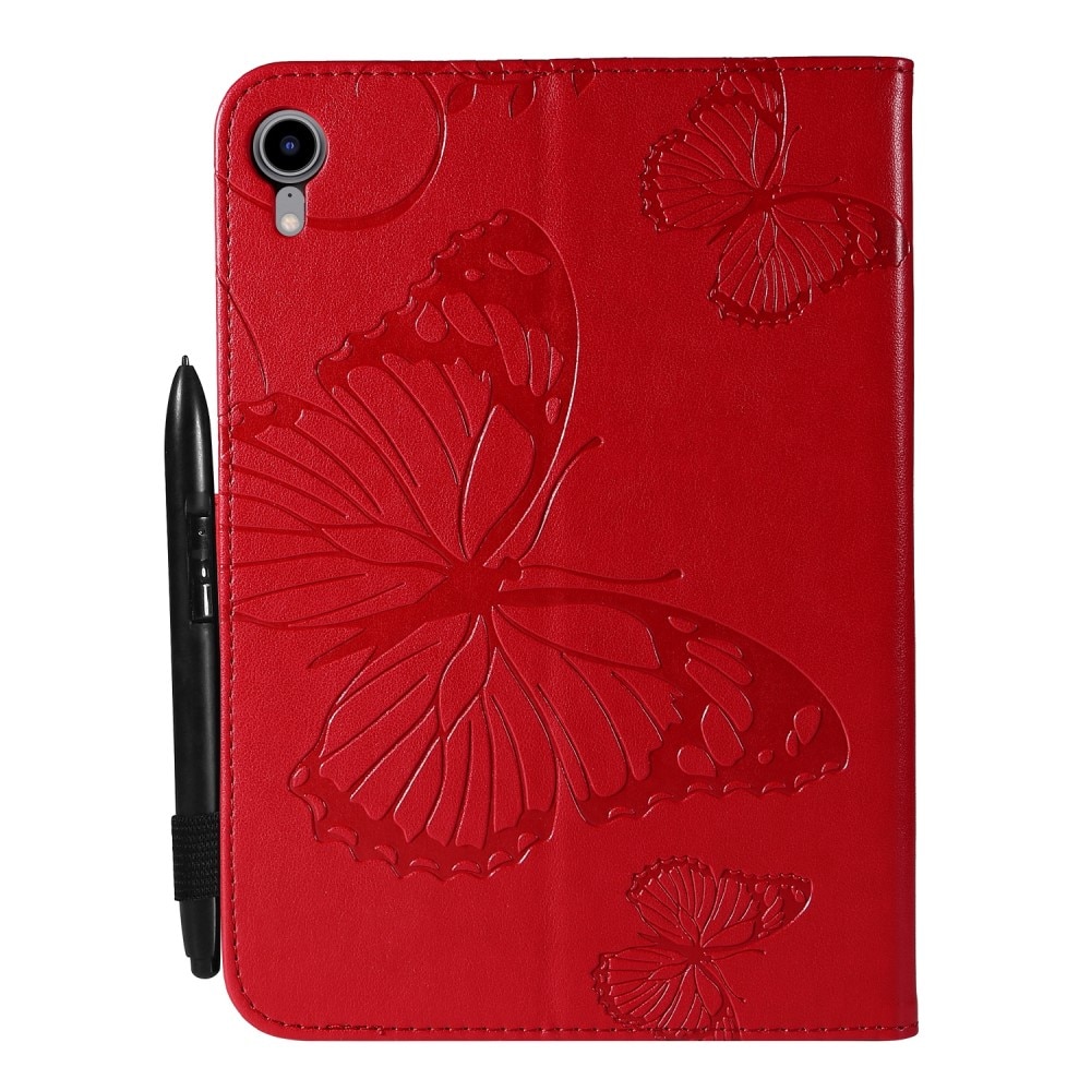 iPad Mini 6th Gen (2021) Leather Cover Butterflies Red