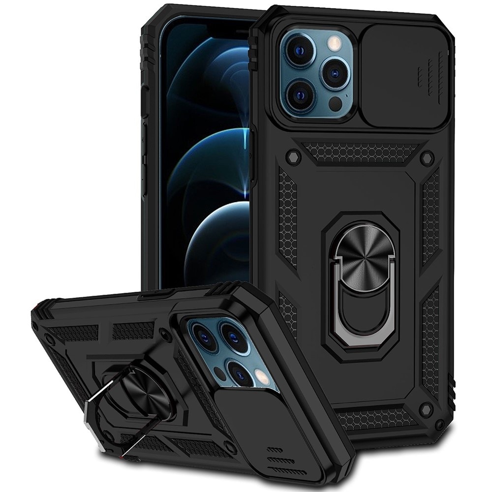 iPhone 12 Pro Max Hybrid Case Tech Ring w. Camera Protector Black