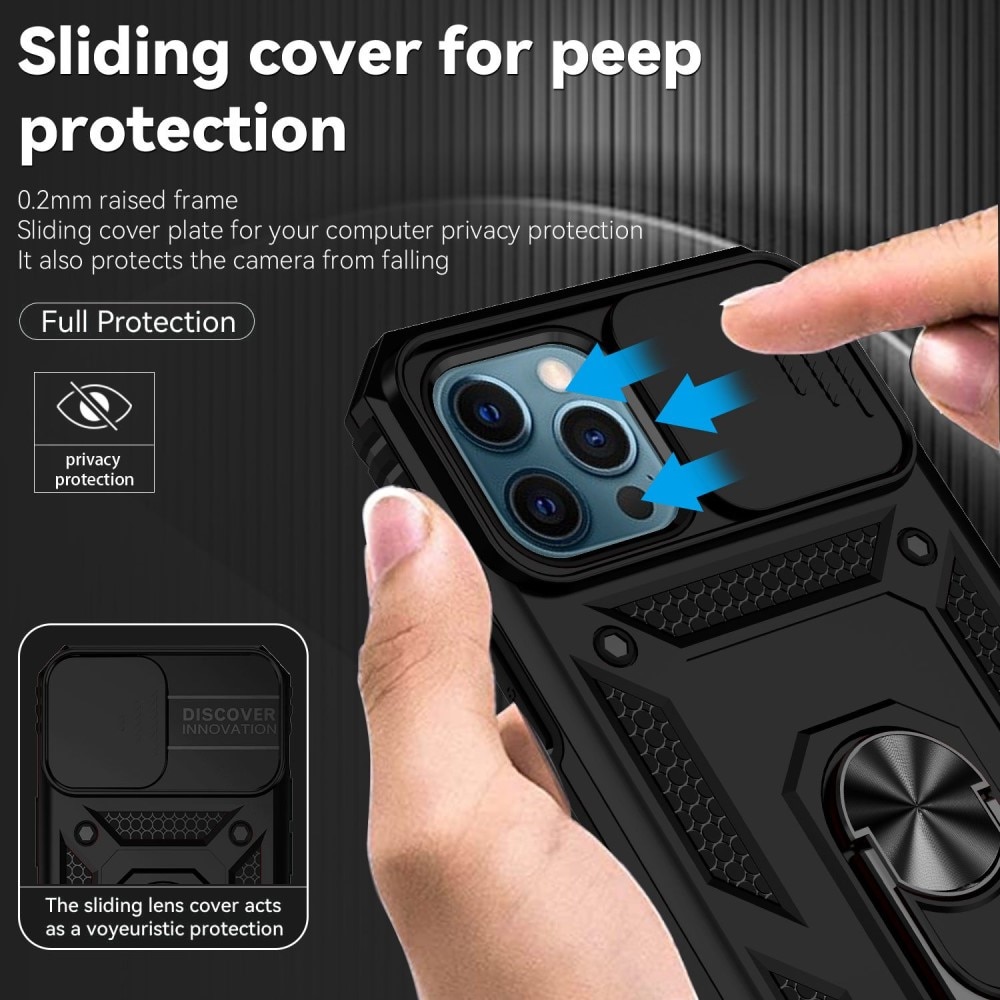 iPhone 12 Pro Max Hybrid Case Tech Ring w. Camera Protector Black