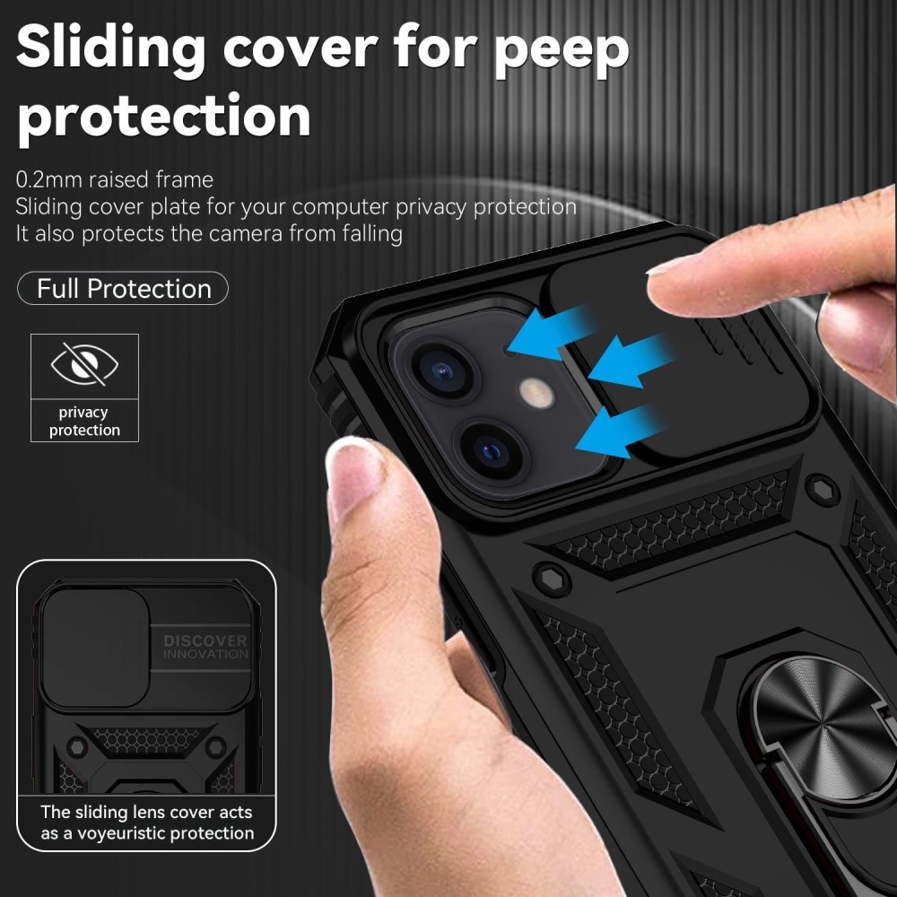iPhone 12/12 Pro Hybrid Case Tech Ring w. Camera Protector Black