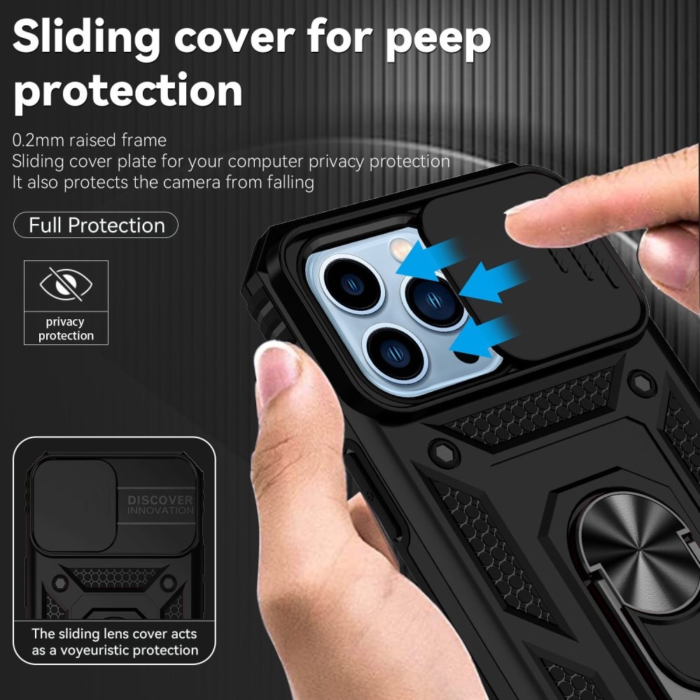 iPhone 13 Pro Max Hybrid Case Tech Ring w. Camera Protector Black