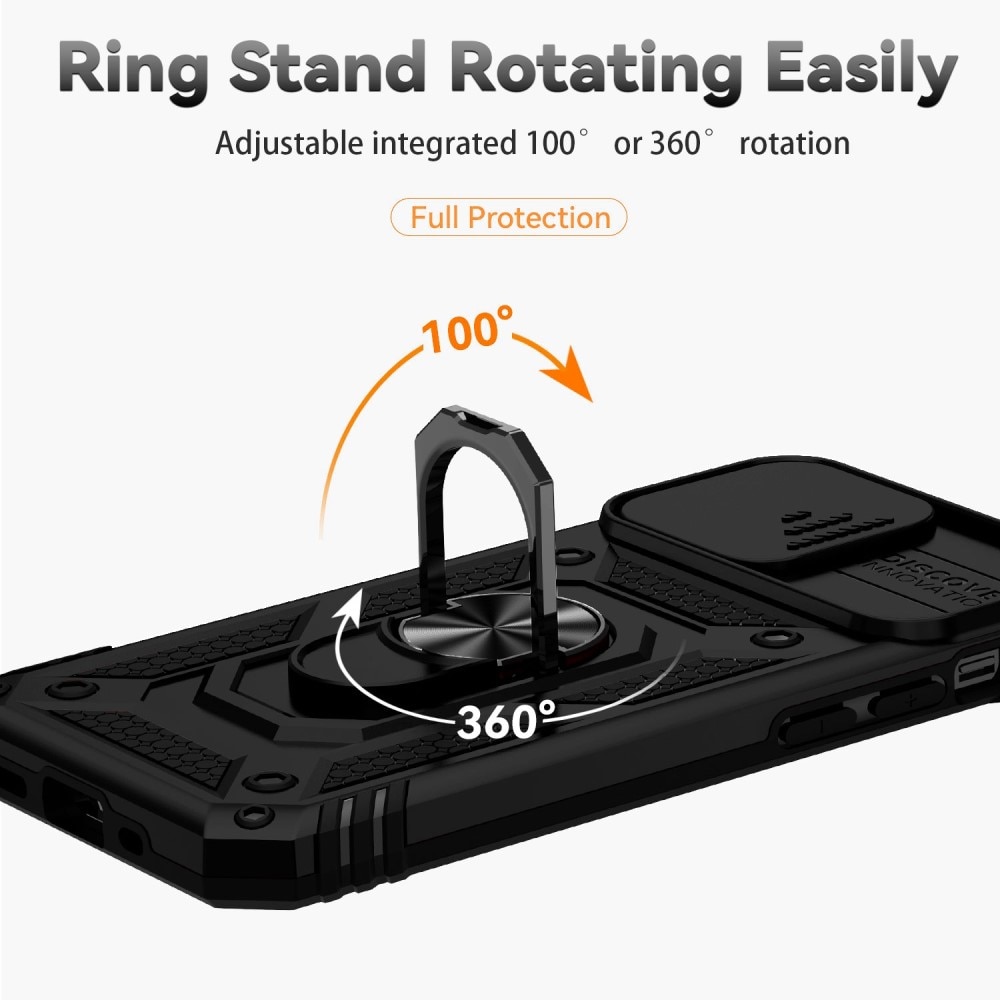 iPhone 13 Pro Hybrid Case Tech Ring w. Camera Protector Black