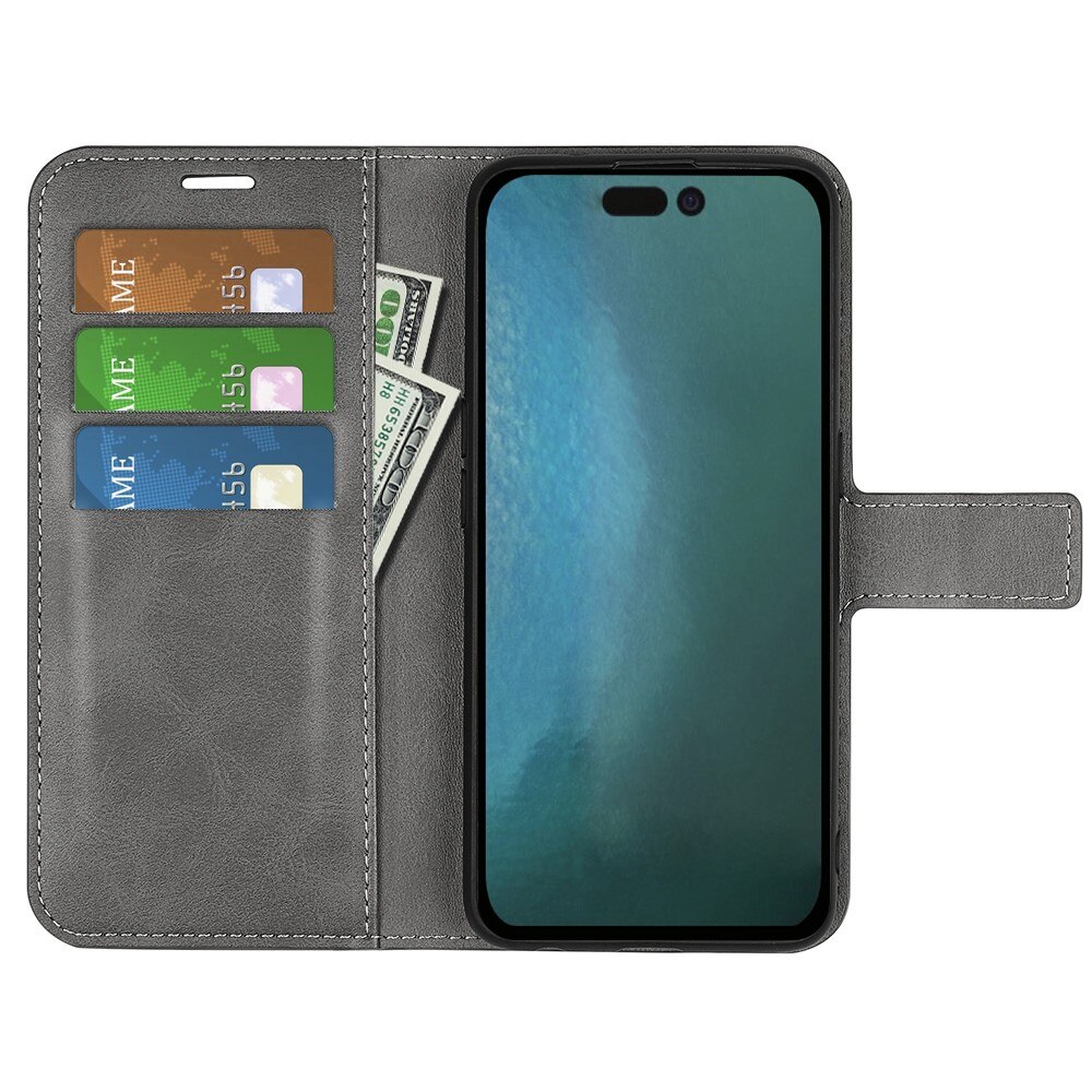 iPhone 14 Pro Max Leather Wallet Grey