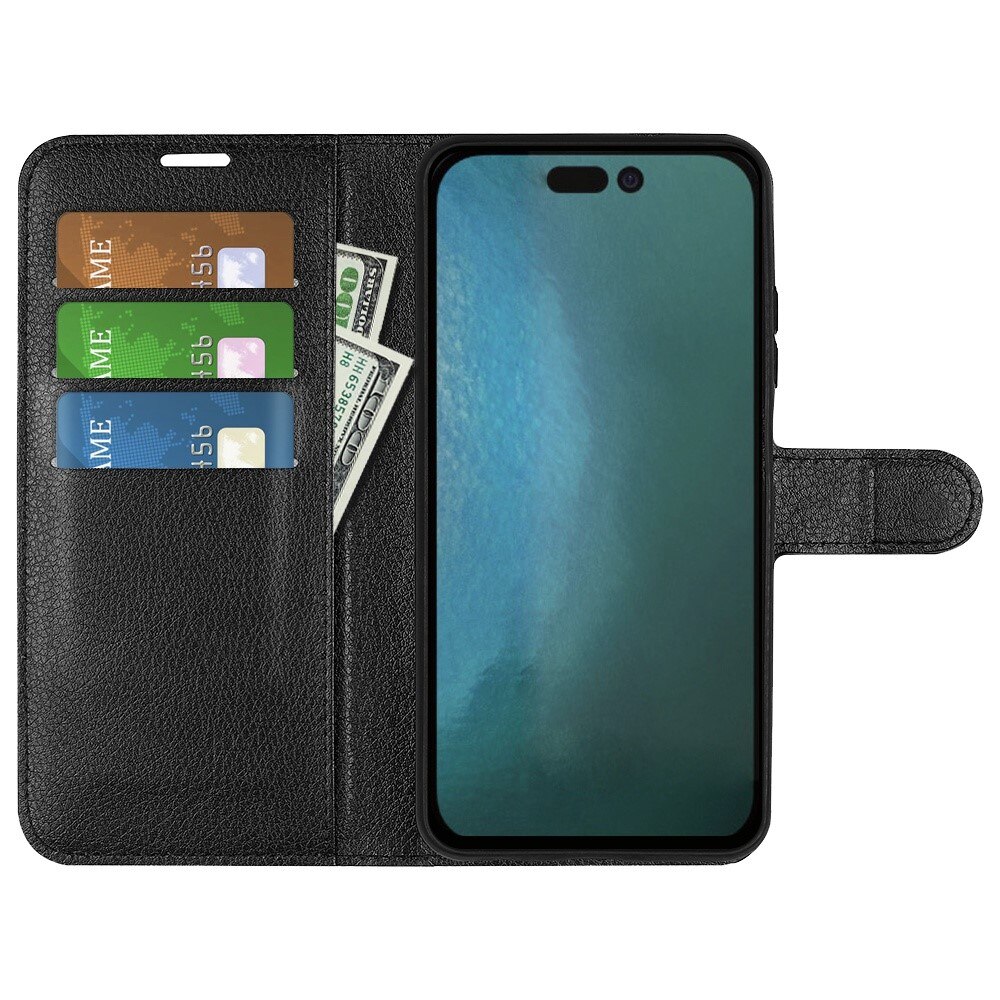 iPhone 14 Pro Wallet Book Cover Black