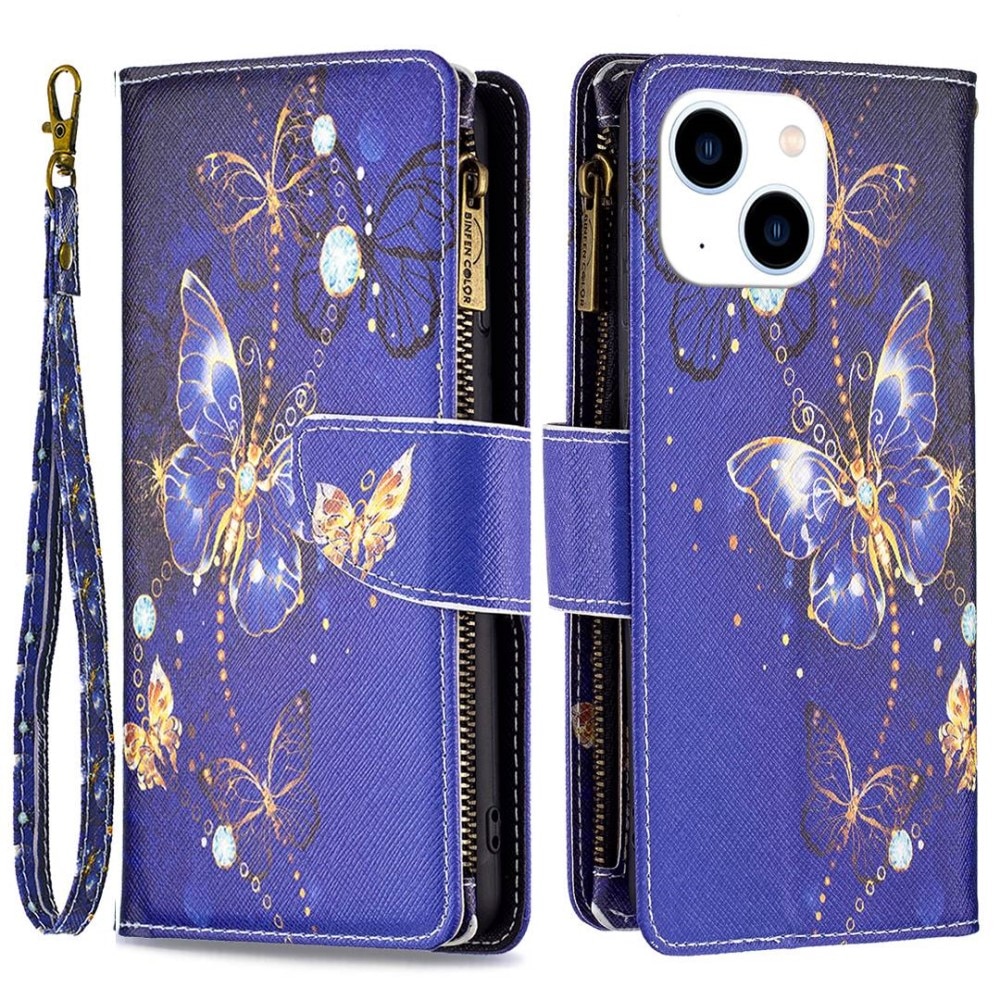 iPhone 14 Wallet Purse Purple Butterflies
