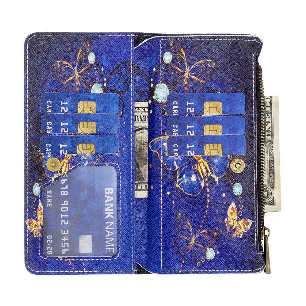 iPhone 14 Wallet Purse Purple Butterflies