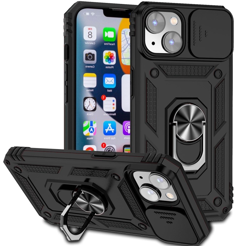 iPhone 14 Plus Hybrid Case Tech Ring w. Camera Protector Black