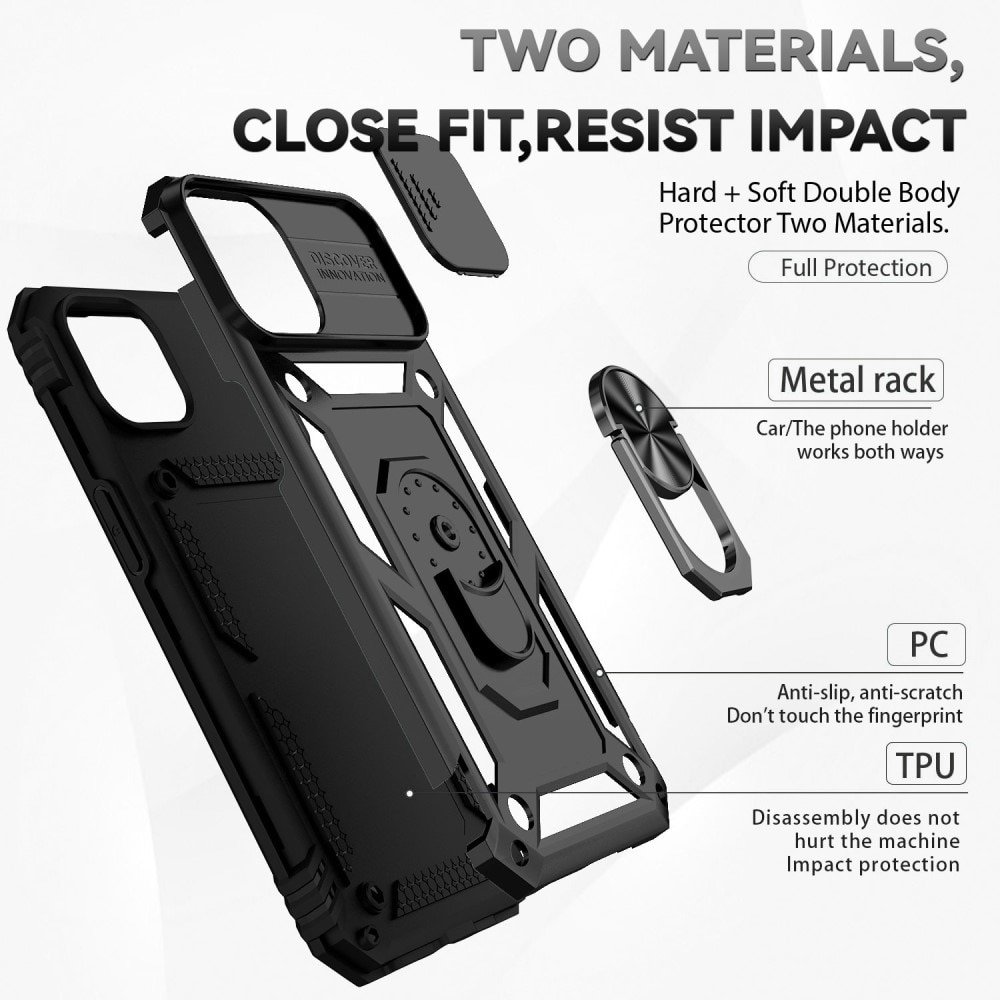 iPhone 14 Plus Hybrid Case Tech Ring w. Camera Protector Black