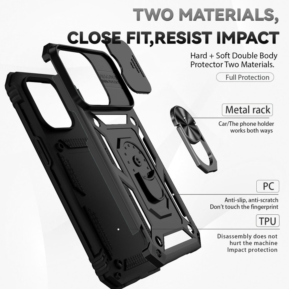 iPhone 14 Pro Max Hybrid Case Tech Ring w. Camera Protector Black