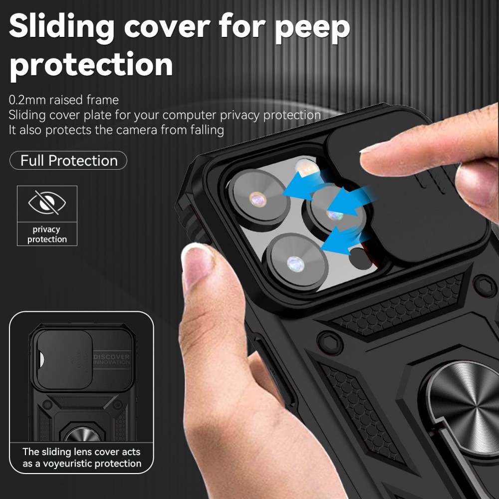 iPhone 14 Pro Max Hybrid Case Tech Ring w. Camera Protector Black