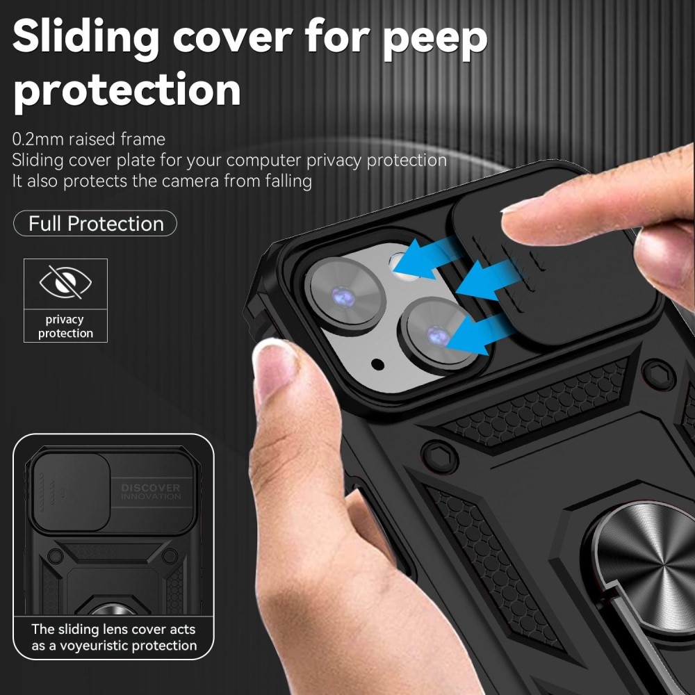 iPhone 14 Hybrid Case Tech Ring w. Camera Protector Black