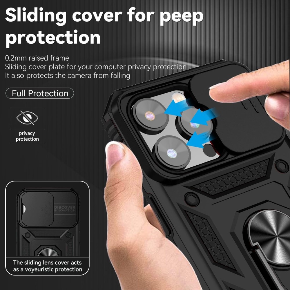 iPhone 14 Pro Hybrid Case Tech Ring w. Camera Protector Black