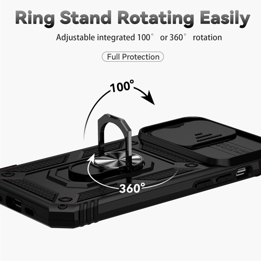 iPhone 14 Pro Hybrid Case Tech Ring w. Camera Protector Black