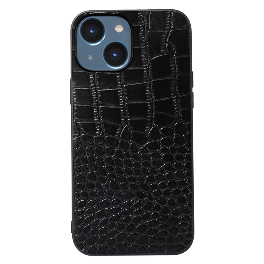 Genuine Leather Cover Crocodile iPhone 14 Black