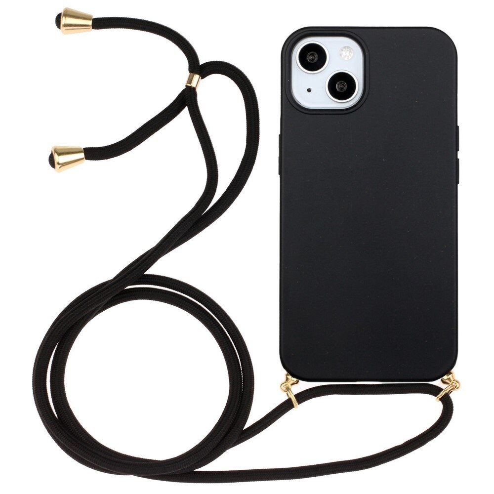 iPhone 14 Plus Cover Neck Strap Black