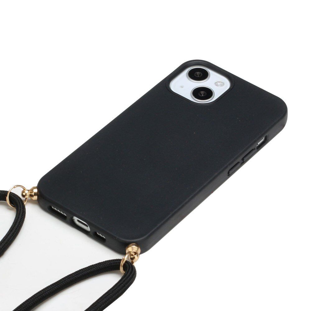 iPhone 14 Plus Cover Neck Strap Black