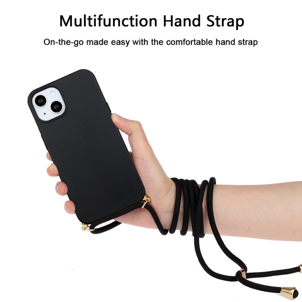 iPhone 14 Plus Cover Neck Strap Black