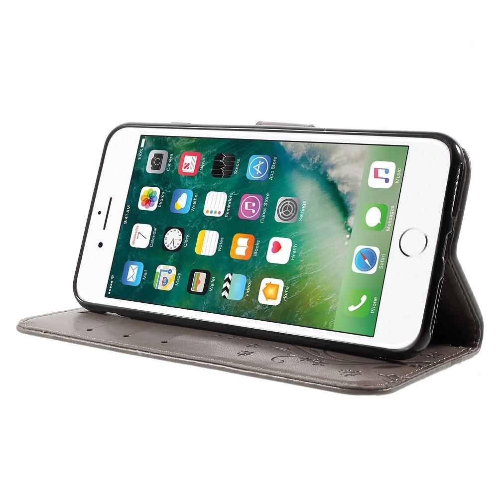 Apple iPhone 7 Plus/iPhone 8 Plus Leather Cover Imprinted Butterflies Grey