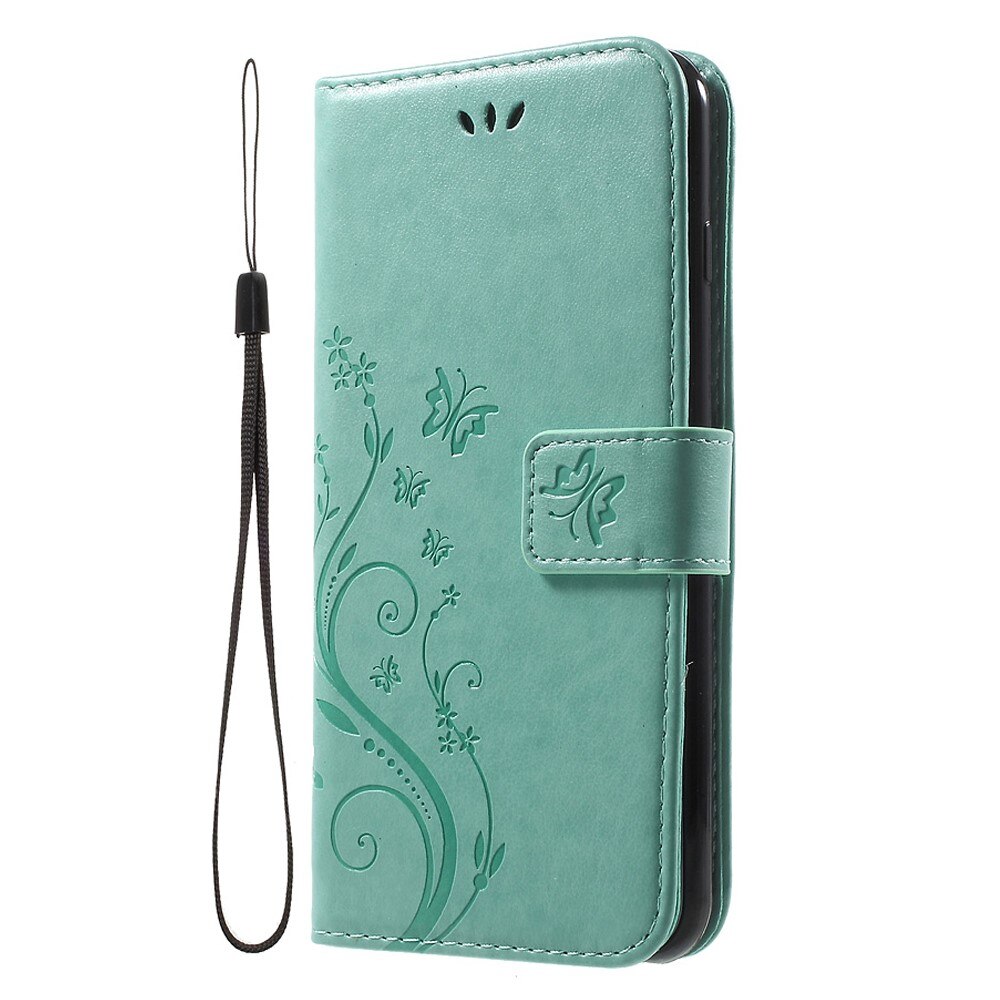 iPhone 7 Plus/8 Plus Leather Cover Imprinted Butterflies Green