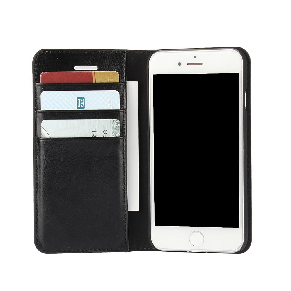 iPhone SE (2020) Genuine Leather Wallet Case Black