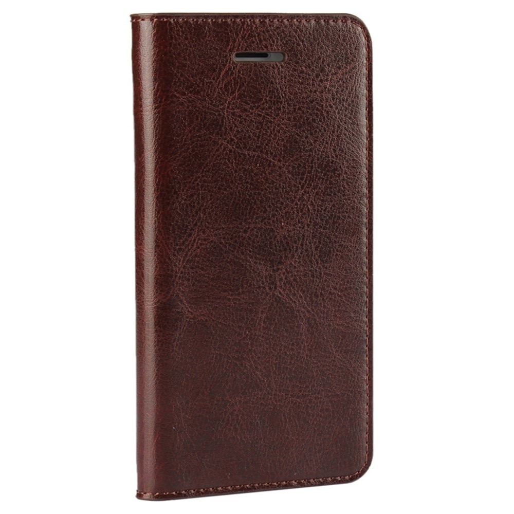 iPhone 7 Genuine Leather Wallet Case Dark Brown