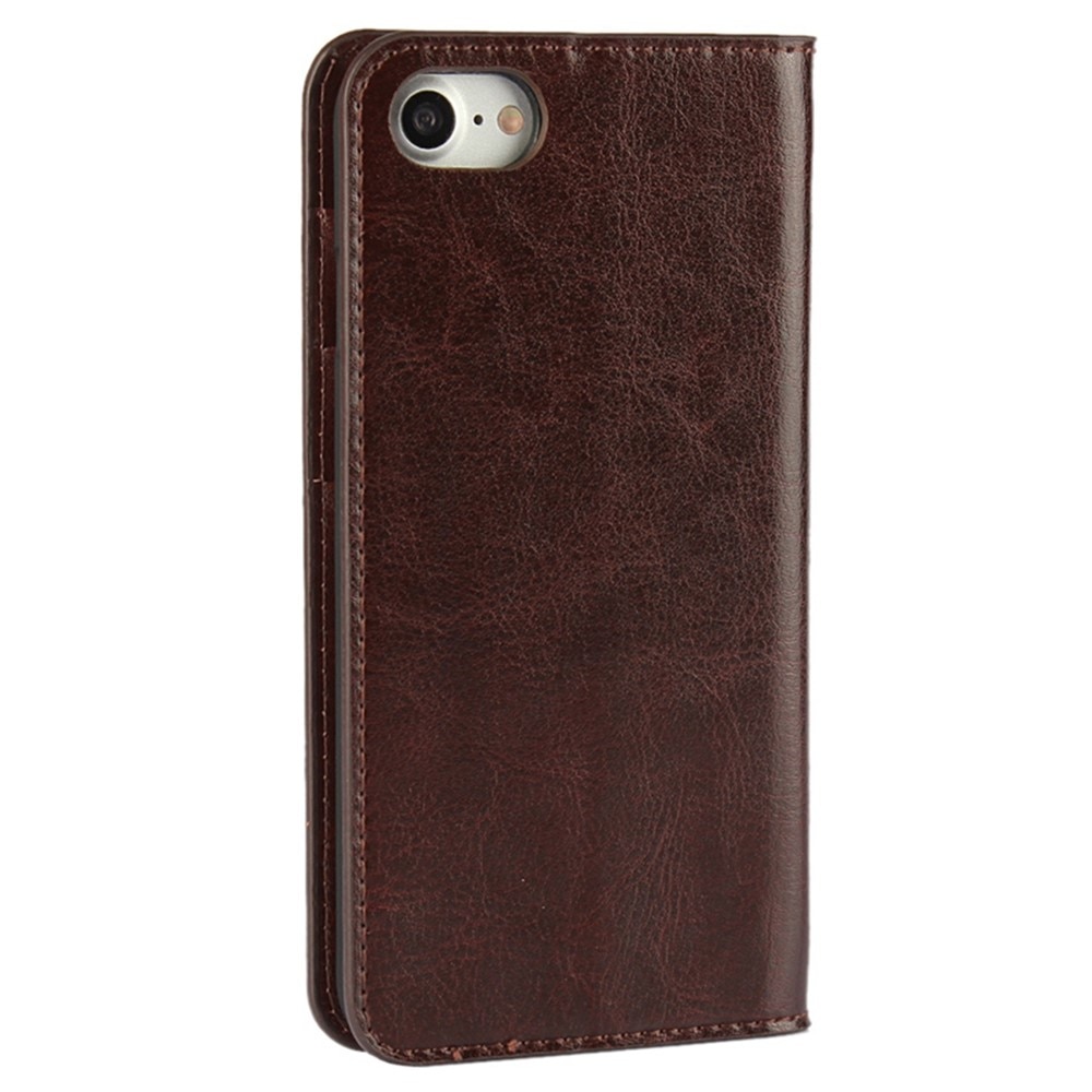 iPhone 8 Genuine Leather Wallet Case Dark Brown