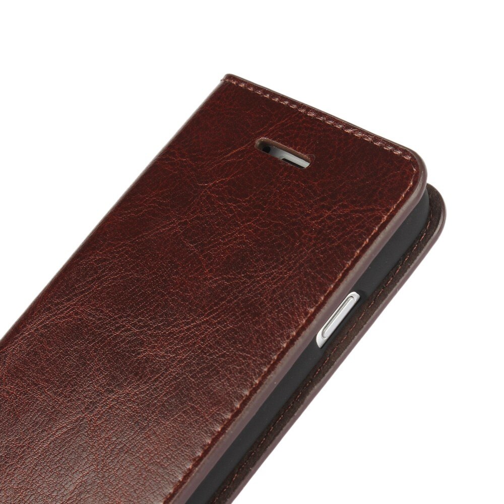 iPhone 8 Genuine Leather Wallet Case Dark Brown