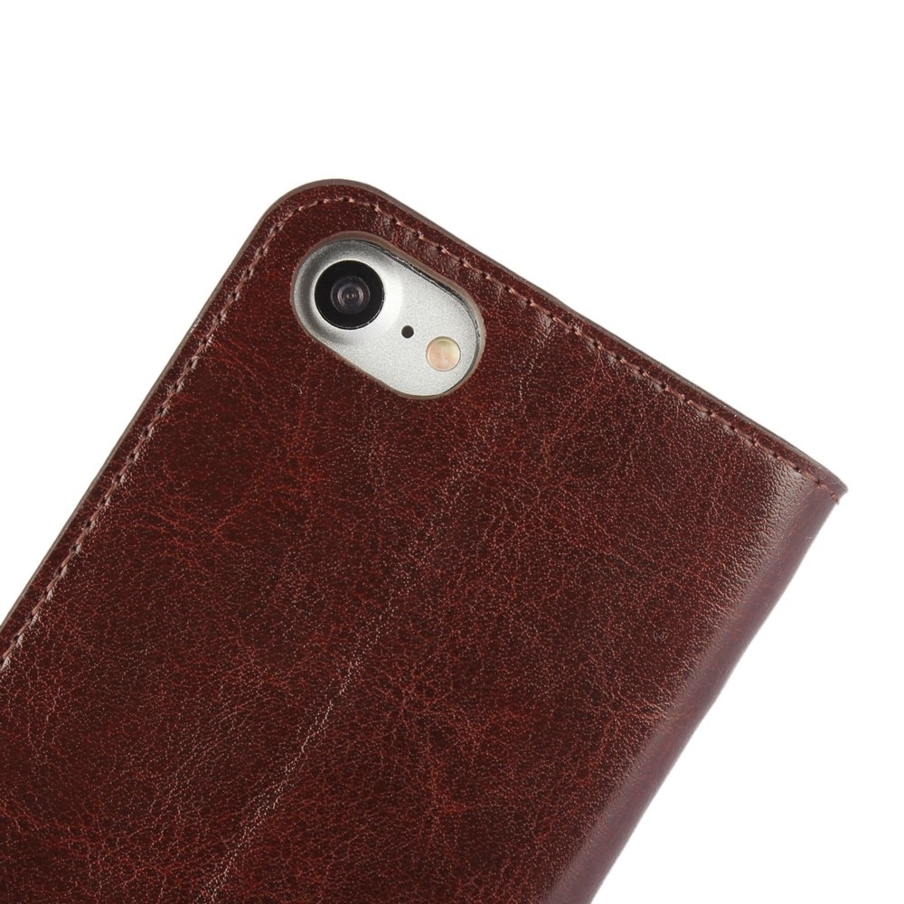 iPhone 8 Genuine Leather Wallet Case Dark Brown