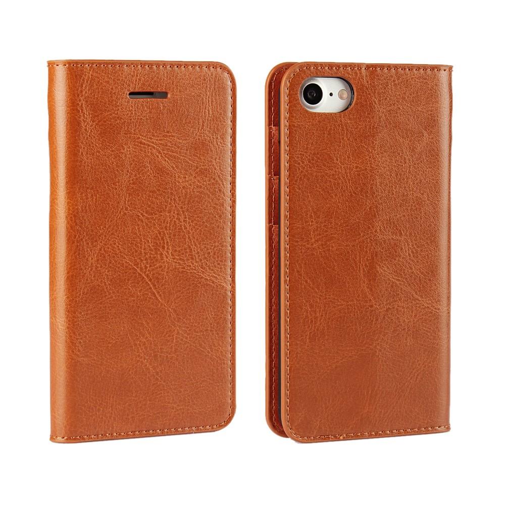 iPhone 7/8/SE Genuine Leather Wallet Case Brown