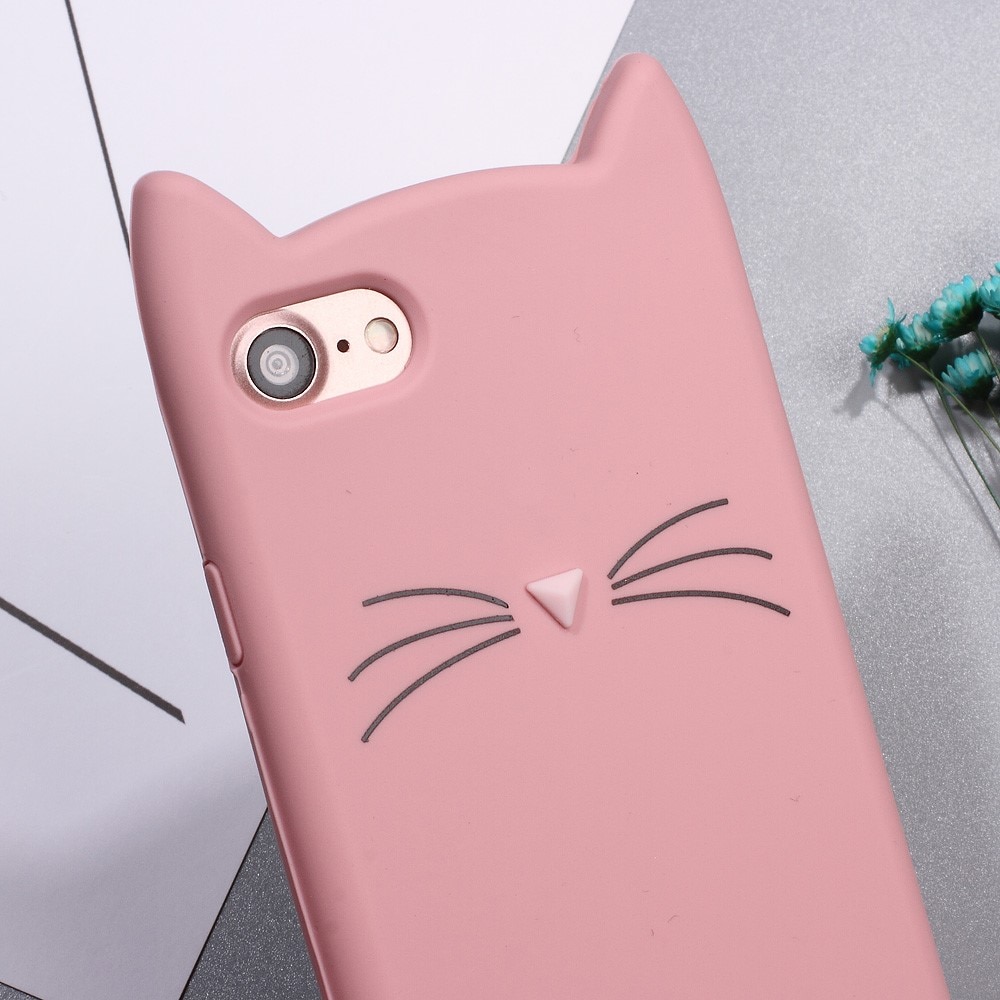 iPhone 7 Cat Silicone Case Pink