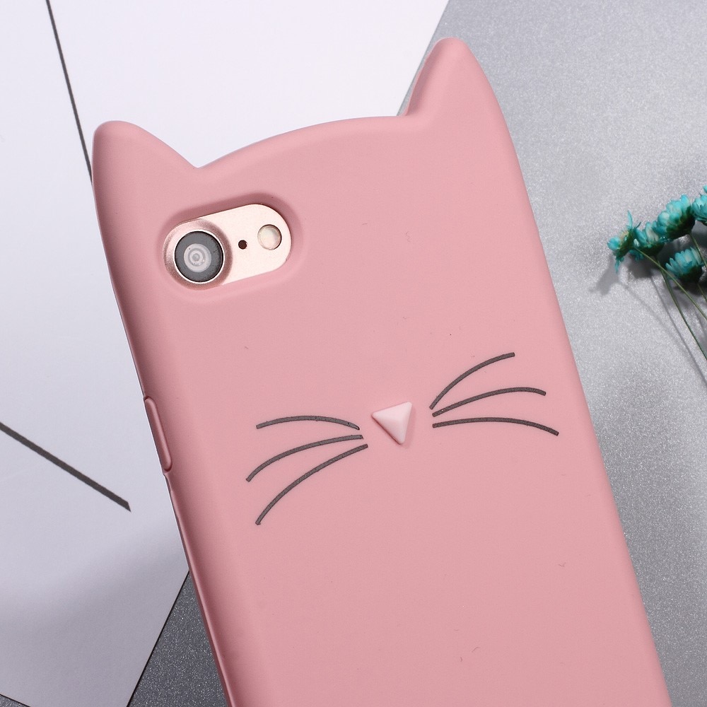 iPhone SE (2020) Cat Silicone Case Pink