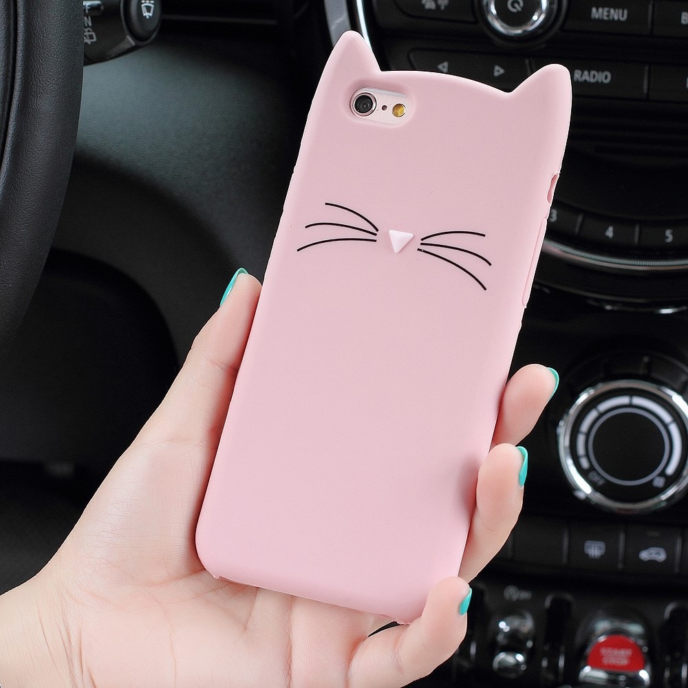 iPhone SE (2020) Cat Silicone Case Pink