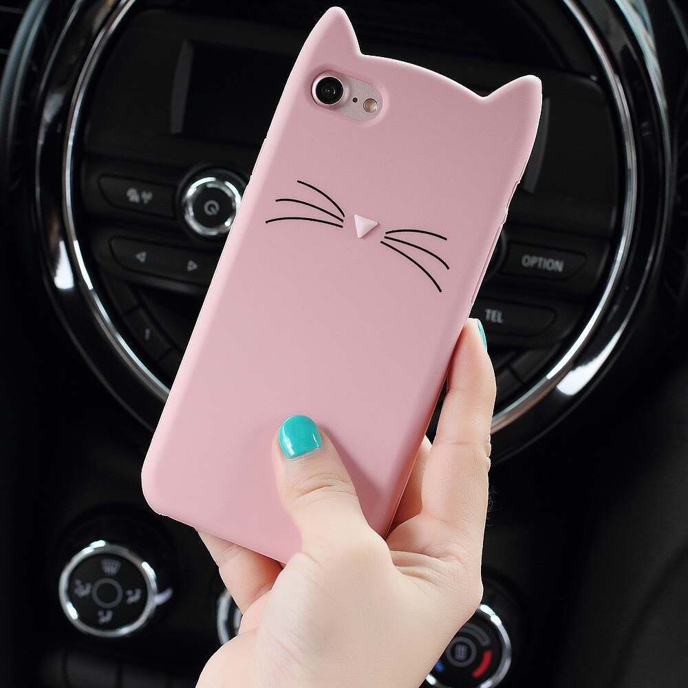 iPhone 8 Cat Silicone Case Pink