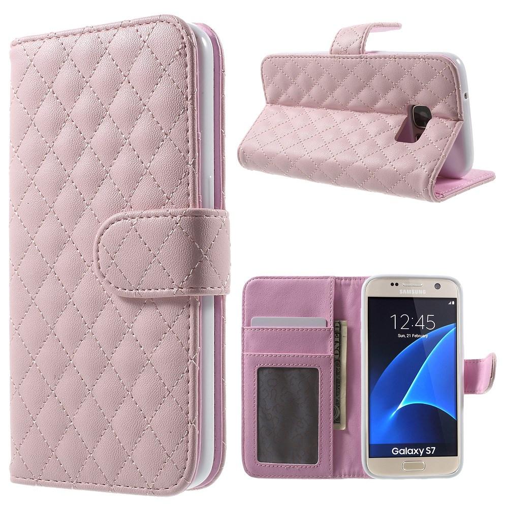 Samsung Galaxy S7 Wallet Case Quilted Pink